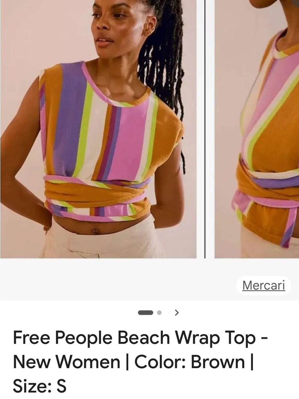 Free People Striped Wrap Tank Top in Brown, Pink, Purple, Lime